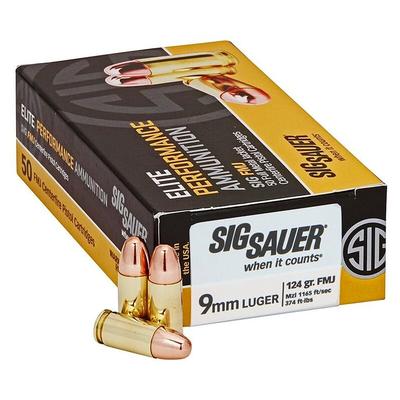 Sig Sauer Elite Ball 124gr 9mm FMJ 50rd Box