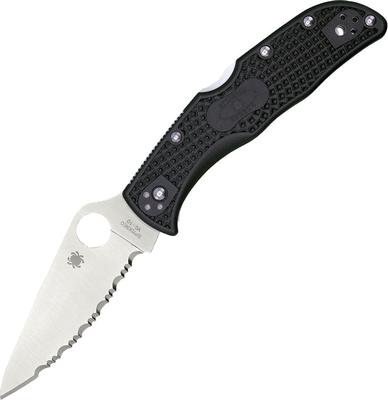 Spyderco Endela Lightweight Lockback Knife Black Full Serrations FRN (3.41