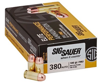 Sig Sauer Elite Ball 100gr 380 ACP FMJ 50rd box